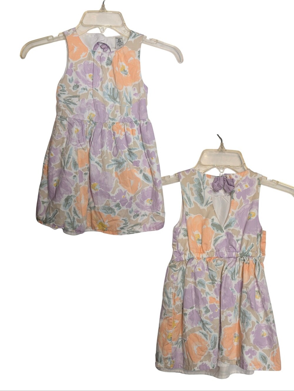 Carter's Pastel Floral Sleeveless Dress With Bow Keyhole Back Closure. Size 4T